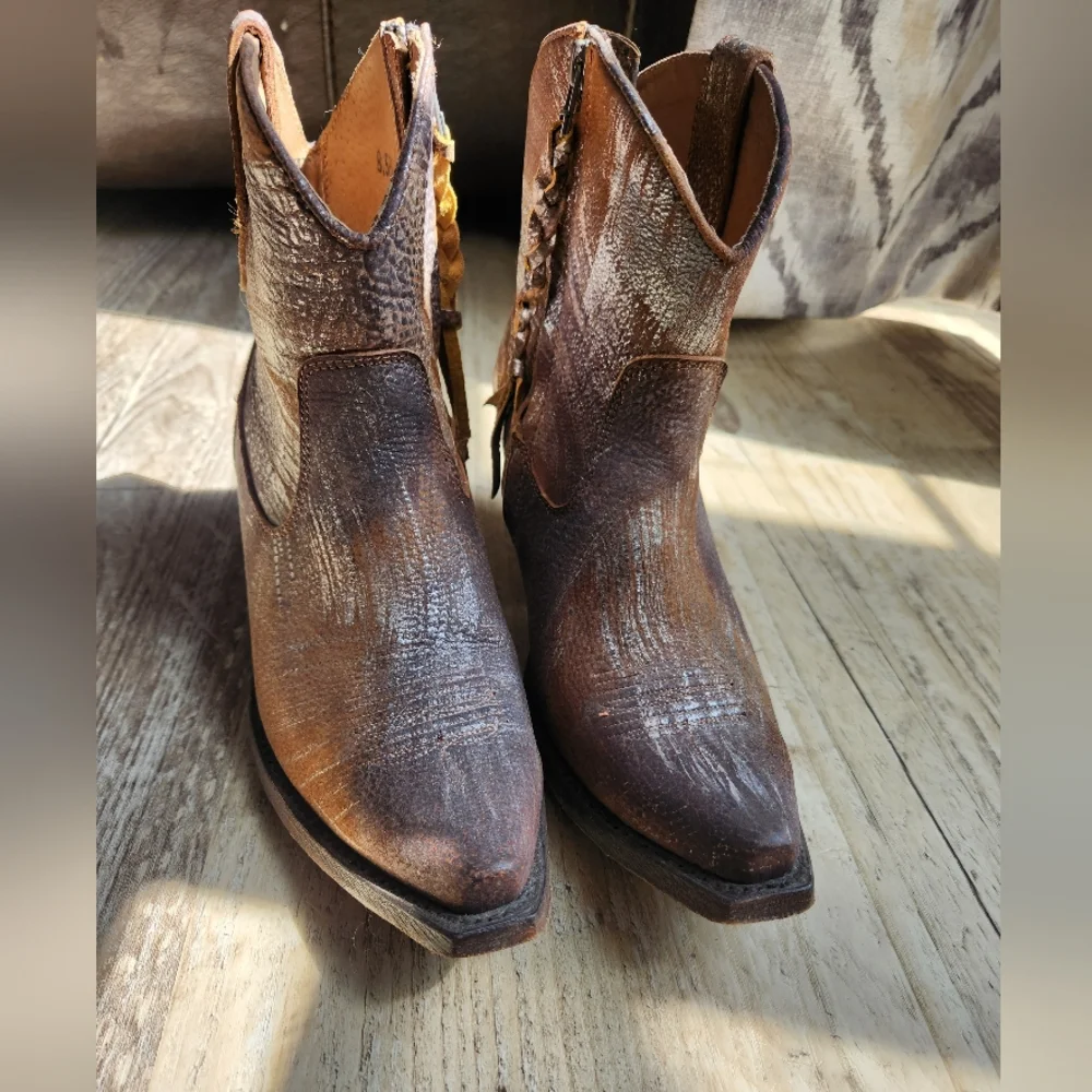 Ariat Brown Distressed Ankle Booties - Picture 2 of 5